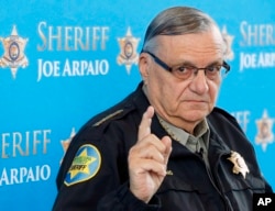In this Dec. 18, 2013, file photo, Maricopa County Sheriff Joe Arpaio speaks at a news conference at Maricopa County Sheriff's Office Headquarters in Phoenix.