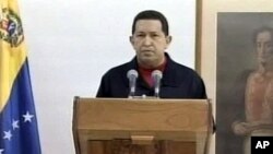 In this picture taken from Venezolana de Television, VTV, via APTN Venezuela's President Hugo Chavez delivers a televised speech aired from Cuba, June 30, 2011