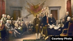 Declaration of Independence, an 1819 painting by John Trumbull depicting the Committee of Five presenting their draft to the Second Continental Congress on June 28, 1776.
