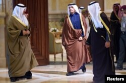 Qatar's foreign minister Sheikh Mohammed bin Abdulrahman al-Thani arrives to attend a meeting of foreign ministers of the Gulf Cooperation Council (GCC) in Bayan Palace, in Kuwait City, Kuwait, Dec. 4, 2017.