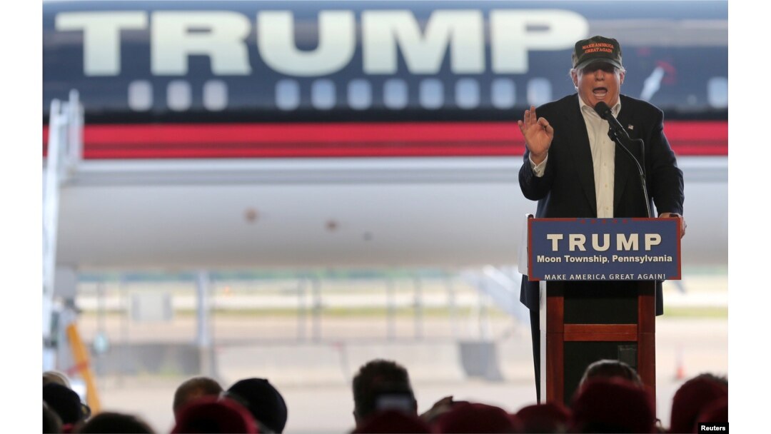 FILE - Republican U.S. presidential candidate Donald Trump speaks at a rally in Pittsburgh, June 11, 2016.