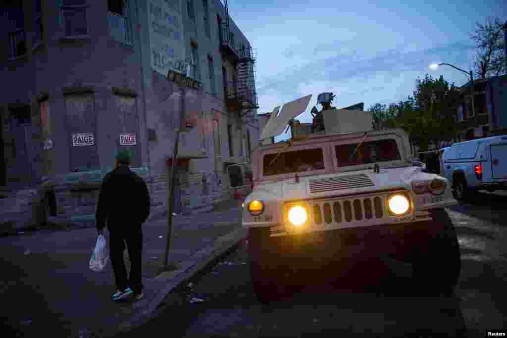 The National Guard is pictured at North and Pennsylvania Avenues in Baltimore, April 30, 2015.