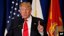 Republican presidential candidate Donald Trump gestures during a speech in Virginia Beach, Virginia, July 11, 2016.