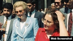 Leyla Yunus, right, with Margaret Thatcher during the latter’s visit to Azerbaijan in September 1992 