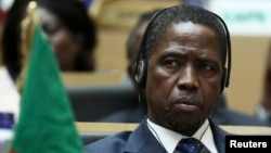 FILE - Zambian President Edgar Lungu attends the opening ceremony of the 24th Ordinary session of the Assembly of Heads of State and Government of the African Union (AU) at the organization's headquarters in Ethiopia's capital Addis Ababa, January 30, 2015.