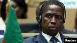 FILE - Zambian President Edgar Lungu is seen at the 24th Ordinary session of the Assembly of Heads of State and Government of the African Union (AU) at the organization's headquarters in Ethiopia's capital Addis Ababa, January 30, 2015.