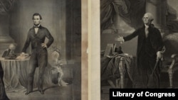 Portraits of American Presidents Abraham Lincoln and George Washington. (Library of Congress)