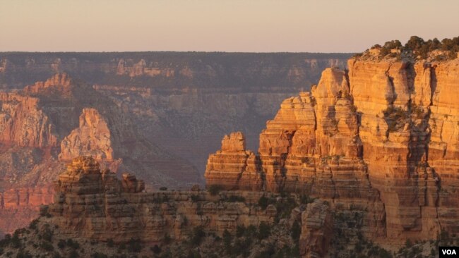 The Grand Canyon at sunset.