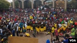 Zanu PF youth at the party's headquarters in Harare.