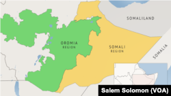 A map of Ethiopia’s Oromia and Somali regions