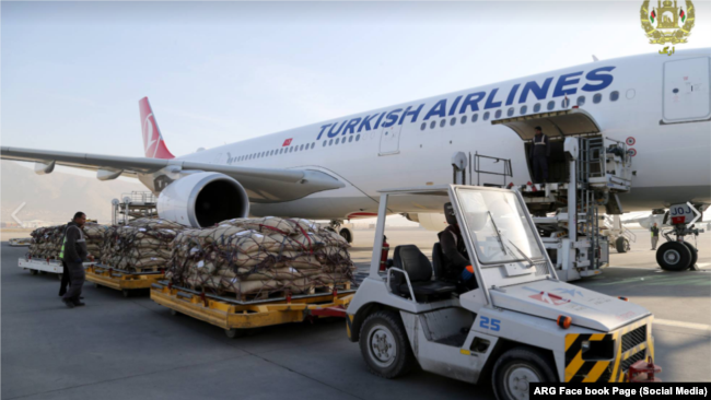 阿富汗与中国通航，首航运送的货物是20吨松子。（2018年11月6日）