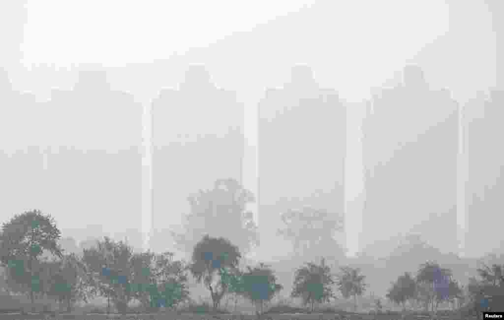 هوای آلوده به دود و غبار در شهر نویدا در هند.