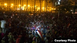 Celebrations Sunday evening in Cairo's Tahrir Square of Abdel Fattah el-Sissi's inauguration as Egypt's new president. Courtesy - Hamada Elrasam. 