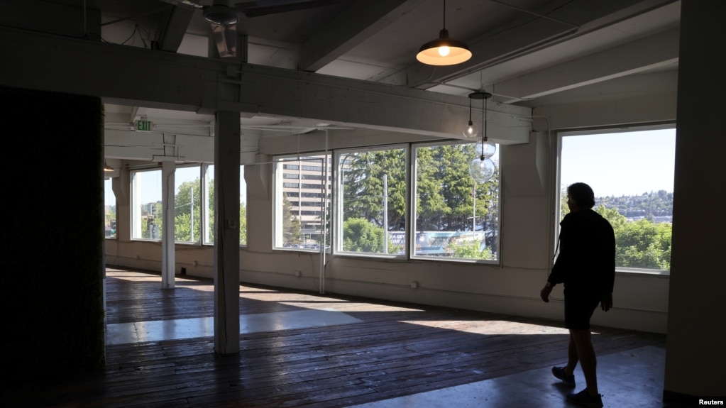 A vacant commercial office space in the South Lake Union neighborhood in Seattle, Washington, May 14, 2021. 