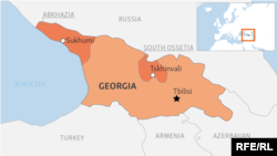 Map of Georgia, showing the breakaway regions of Ossetia and Abkhazia