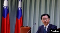 Taiwanese Foreign Minister Joseph Wu attends a news conference, following an agreement by China and the Dominican Republic to establish diplomatic ties, in Taipei, Taiwan, May 1, 2018. 
