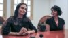 Actress and filmmaker Angelina Jolie (left) and Cambodian-American Loung Ung, author of “First They Killed My Father,” give an exclusive interview to VOA Khmer following a press conference about the premiere of the upcoming Netflix film in Siem Reap province, Cambodia on February 18, 2017. The film “First They Killed My Father,” based on Luong Ung's account of surviving the Khmer Rouge regime as a child, premiered Saturday night at an outdoor screening in Angkor Archeological Park. (Neou Vannarin/VOA Khmer)