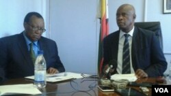 FILE: Finance Minister Patrick Chinamasa and Agriculture Minister Joseph Made (right). (Photo/Irwin Chifera)