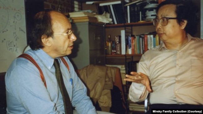 FILE - Jonathan Mirsky, left, with Fang Lizhi, a Chinese astrophysicist who was also one of the country's most celebrated dissidents.