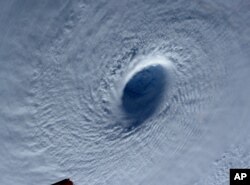 This image taken March 31, 2015 shows Typhoon Maysak taken by astronaut Samantha Cristoforetti from the International Space Station.