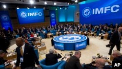 國際貨幣基金組織(IMF)與世界銀行4月13日在華盛頓舉行會議資料照。