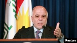 Thủ tướng Iraq nói chuyện tại một cuộc họp báo 