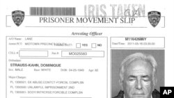 An NYPD prisoner movement slip for former IMF chief Dominique Strauss-Kahn
