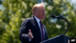 Presiden Amerika Serikat, Donald Trump di Gedung Capitol, Washington D.C., 15 Mei 2019.