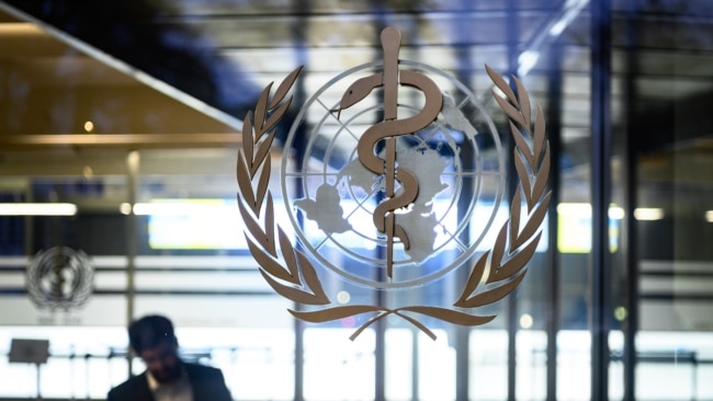 资料照片：世界卫生组织日内瓦总部的世卫组织标志。(2020年1月12日)