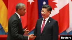 Chinese President Xi Jinping and U.S. President Barack Obama attend the G20 Summit in Hangzhou, Zhejiang province, Sept. 4, 2016. 