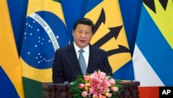 2015年1月8日中国国家主席习近平在中国与拉美和加勒比国家为期两天的会议开幕式上讲话。