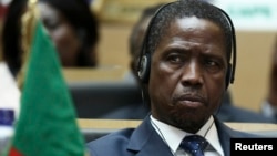 FILE - Zambia President Edgar Lungu attends the opening ceremony of the 24th Ordinary session of the Assembly of Heads of State and Government of the African Union (AU) at the African Union headquarters in Ethiopia's capital Addis Ababa, Jan. 30, 2015.