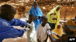 Des enfants sont vaccinés contre la méningite à Tchadoua, Niger, le 17 mars 2006.