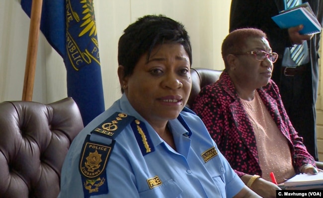 Zimbabwe police spokesperson Charity Charamba in Harare denies charges of widespread abuse by security forces, Jan. 29, 2018.