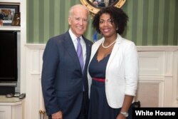 Kassie Edwards with Vice President Joe Biden, Sept. 9, 2014, (White House Photo / David Lienemann)