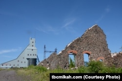 This wall is one of the few remaining structures at the now-closed Quincy mine in Keweenaw National Historic Park, which was part of the first copper boom in the United States.