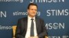 Brian Eyler, director of Southeast Asia program, talked about renewable energy sector for the Mekong basin nations at the Stimson Center, in Washington DC, July 25, 2017. (Seourn Vathana/VOA Khmer)