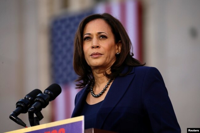 U.S. Senator Kamala Harris launches her campaign for President of the United States at a rally at Frank H. Ogawa Plaza in her hometown of Oakland, California, Jan. 27, 2019.