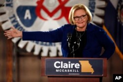 Incumbent Sen. Claire McCaskill, D-Mo., speaks during a campaign rally, Oct. 31, 2018, in Bridgeton, Mo. McCaskill is running for re-election.
