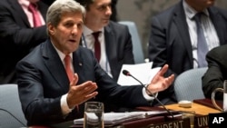 존 케리 미국 국무장관이 지난 19일 뉴욕 유엔 본부에서 열린 안보리 회의를 주재하고 있다. (자료사진)