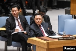 North Korea's Ambassador to the United Nations Ja Song Nam listens to remarks delivered during a United Nations Security Council meeting about North Korea's nuclear program at the United Nations headquarters in New York City, Dec. 15, 2017.