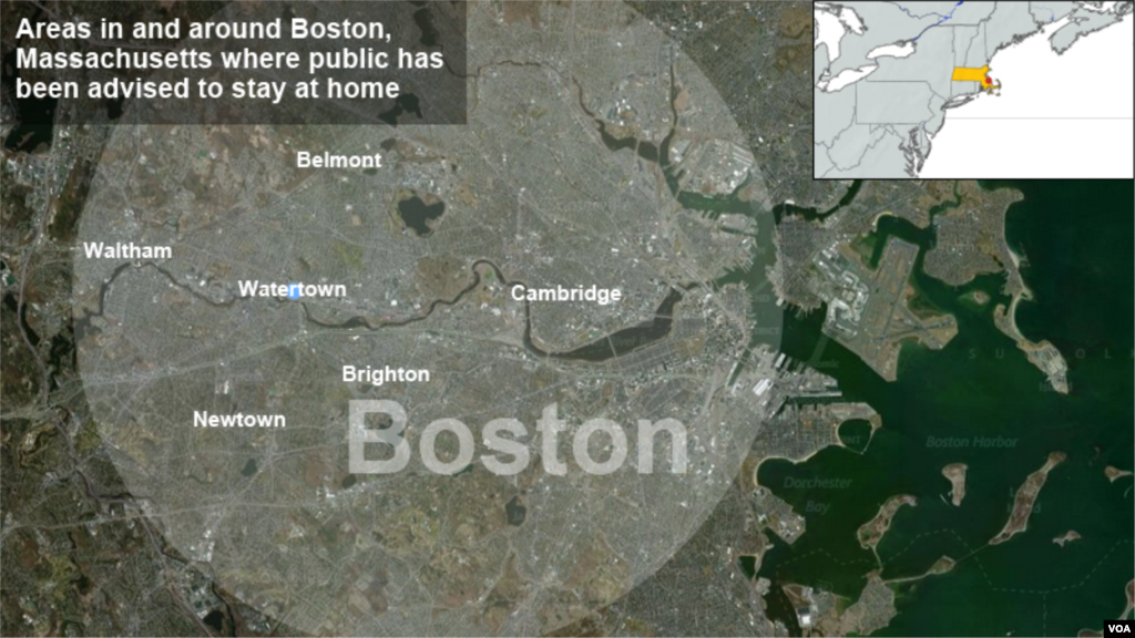 Map of Boston and surrounding areas.