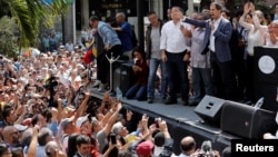 Juan Guaido, président de l'Assemblée nationale vénézuélienne, du parti d'opposition Voluntad Popular, lors d'un rassemblement à Caracas, le 11 janvier 2019. (REUTERS/Manaure Quintero)