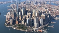 Aerial look of New York's Lower Manhattan Skyline