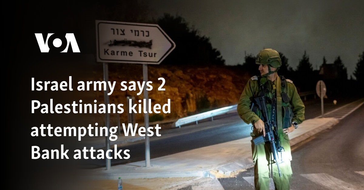 Israel army says 2 Palestinians killed attempting West Bank attacks