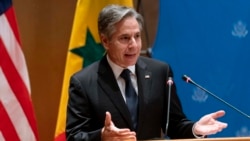 U.S. Secretary of State Antony Blinken speaks during a diplomacy event with U.S. companies and the government of Senegal at the Radisson Blu Hotel in Dakar, Nigeria, Nov. 20, 2021.
