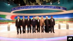 지난달 31일 이란 대통령 선거 후보들이 TV 토론을 벌였다.