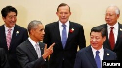 Tổng thống Mỹ Barack Obama và Chủ tịch Trung Quốc Tập Cận Bình tại Hội nghị Thượng đỉnh APEC ở Bắc Kinh, ngày 11/11/2014.