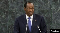 FILE - Blaise Compaore addresses the U.N. General Assembly as Burkina Faso's president, Sept. 25, 2013.