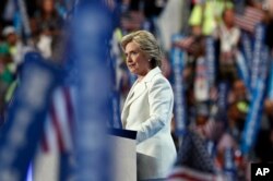 Democratic presidential nominee Hillary Clinton speaks during the final day of the Democratic National Convention in Philadelphia, July 28, 2016.